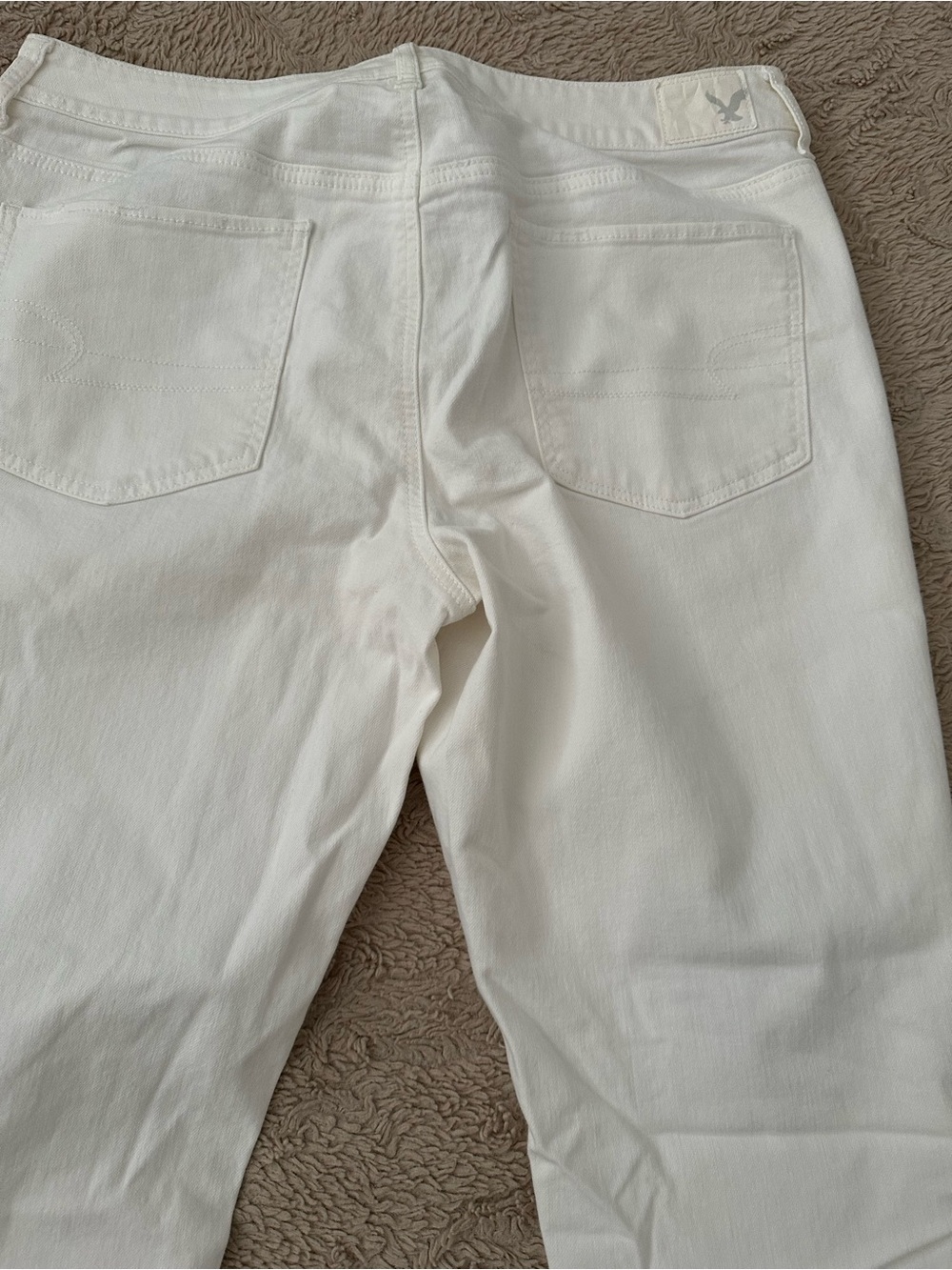 American Eagle Outfitters White Ripped Straight Leg Jeans size 12 - Picture 5 of 11